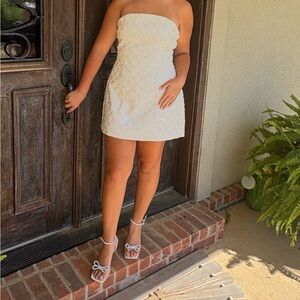 The Vintage Shop Strapless Cream Dress